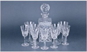 Cut Glass Decanter together with 4 sherry & 4 wine glasses. (9)