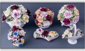 Box Of Assorted Ceramics Including collection Of Ceramic Flower Posies Including Royal Doulton,
