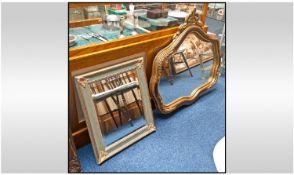 Gilt Gesso Mirror Roccoco Style Gilt Frame Bevelled Glass, Together with modern rectangular hall