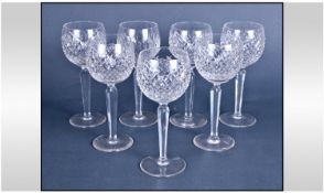 Waterford Cut Crystal Set Of 7 Hock Glasses. Each 7.5 inches high. All pieces in mint condition.