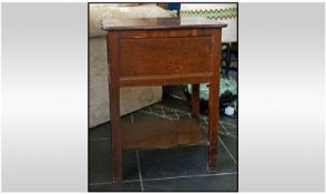 Wooden Sewing Box with Lift up Lid. With a velvet lined interior and square tapering legs. c.1930`