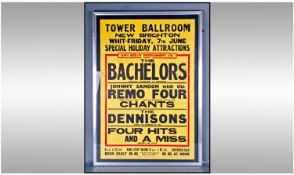 Pop Poster Original 1960`s At Tower Ballroom New Brighton 20x30`` with the bachelors, Dennisons,
