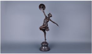 A French Bronze Figure Warrior Queen. Signed C.J Colinet with Paris Foundry mark. Raised on a