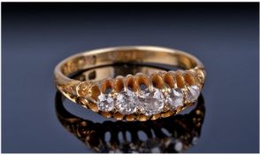 18ct Gold Diamond Ring, Set With Round Graduating Round Cut Diamonds, Hallmark London e 1900, Ring