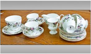 Wedgwood Hathaway Rose Part Teaset comprising 6 cups, 4 saucers, 5 side plates, 2 fruit dishes, 1