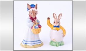 Royal Doulton Bunnykins. 1, Easter greetings, issued 1994. 2, Mrs Bunny at Easter parade, dated