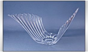 Large Unusual Shaped Clear Glass Dish, 10`` in height.