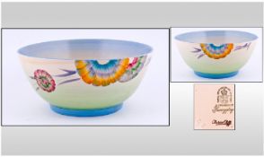 Clarice Cliff Royal Staffordshire Hand Painted Large Footed Biaritz Bowl. ``Morning`` Pattern.