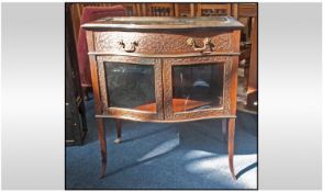 Edwardian Chippendale revival display cabinet with curio cabinet combined. Mahogany with carved
