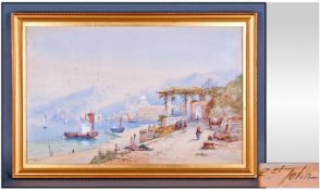 Edwin St John 1867-1910 ``A View Of Amalfi From The Lakeside`` Watercolour. Signed. Mounted and