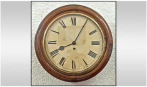 Edwardian Mahogany Cased 8 Day Circular Pendulum Wall Clock. c.1905. Dial 12 Inches, Height 16