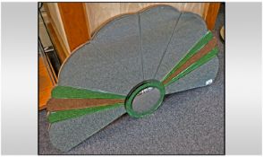 1930`s Art Deco Fan Shaped Wall Mirror, with a Central Sun Shaped Convex Mirror, with Segments of