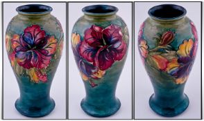 William Moorcroft Signed and Impressive Vase, Early Version of the Hibiscus Design, Showing the