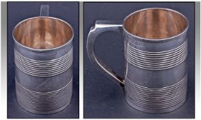 George III William Bateman Silver Barrel Shaped Tankard. Hallmark London 1808. 4.25 inches high. 10