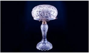 A Fine Cut Crystal Table Lamp of The 1920`s Period. Stands 18.5 Inches High.