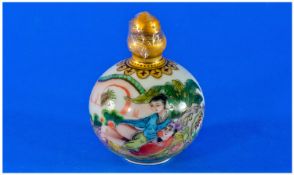 Oriental Style Pottery Scent/Snuff Bottle with erotic scenes.