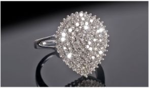 9ct White Gold Diamond Cluster Ring Set With Round Brilliant Cut Diamonds, Fully Hallmarked,