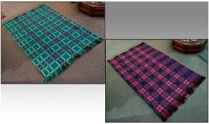 Two Brightly Patterned Welsh Wool Rugs/Throws. 84 by 65 inches.