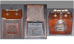 Late Victorian Mahogany Carved Fronted Coal Scuttle, with brass carrying handle. Height 10.5