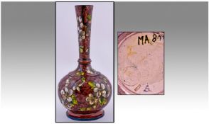 Mary Arding Signed Doulton Lambeth Specimen Faience Vase. Dated 1877. Mary Arding monogrammed M A