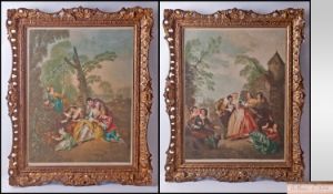 Arthur L. Cox. Pair of Late 19th Century Pencil SIgned Colour Prints, with good quality gilt wood