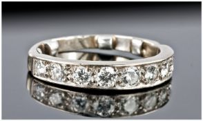 18ct White Gold Set 1/2 Eternity Diamond Ring. The diamonds of good colour and clarity. Est. weight