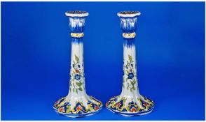 Quimper Pair of 19th Century Candlesticks. Marked to underside of the candlesticks, c.1880. Each