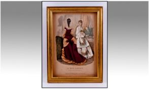 A French Fashion Sampler Picture ` La Mode Illustree ` 16 x 12 Inches.