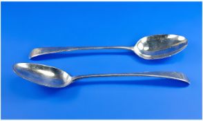 George III Good Pair of Large Silver Table Spoons, Hallmarks Excellent. Hallmark London 1783.