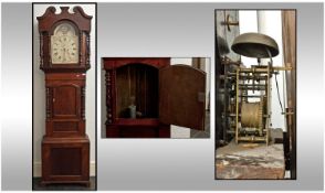 A Large Mahogany Victorian 8 Day Grandfather Clock. With an rolling moon painted dial. Maker George