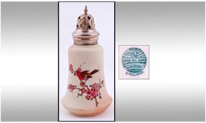 Locke & Co Worcester Hand Painted ` Robins ` Sugar Sifter. c.1880`s. Height 6.25 Inches.
