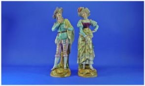 Rudolstadt Volkstedt Porcelain Pair of Figures. c.1876-1894. Excellent Quality. Each Figure 14.5
