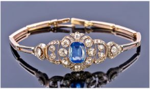 Early 20thC Russian Sapphire And Diamond Bracelet, Set With A Large Cushion Shaped Sapphire (Fair