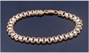 Ladies Nine Carat Gold Railway Line Design Bracelet. Fully hallmarked. As new condition. 7.75