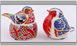 Two Royal Crown Derby Paperweights - ``Chaffinch Nesting`` & ``Robin``