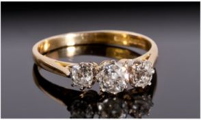 18ct Gold Diamond Ring Set With Three Round Cut Diamonds, Fully Hallmarked, Estimated Diamond