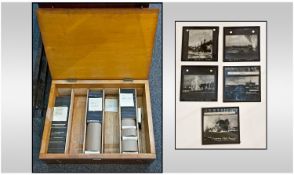 A Large 500 Capacity Wooden Magic Lantern Slide Box With Over 200 Monochrome Slides. Around one