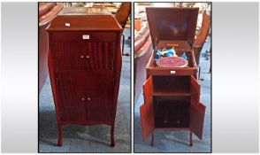 Mahogany Floor Standing Gramophone. Marked to interior `Melogram`.  Complete with sound box.