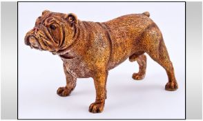 Vienna Style Bronze Standing Bulldog, cold painted and stamped GESCHUZT 8142
