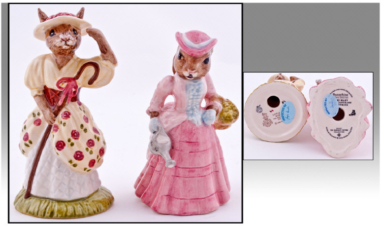 Royal Doulton Bunnykins. 1, Little Bo Peep, Issued 2000 for the millennium. 2, Mary Mary Quite