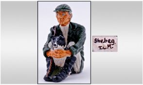 Sheberg Isle Of Man Hand Painted Figure. `Shepherd and sheepdog`. Signed to base. Height 4.25