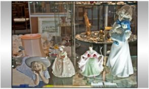 Collection of Porcelain Figures (4) in total. Comprising Royal Doulton HN3219 `Sara`. Wedgwood `