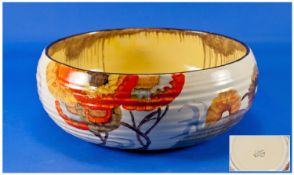 Clarice Cliff Hand Painted Large Inverted Bowl ` Rhodanthe ` Pattern c.1934. Bizarre Range. Height