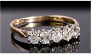 9ct Gold Diamond Half Eternity Ring Set With Five Round Cut Diamonds, Fully Hallmarked, Estimated