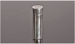 A Silver Cylindrical Lipstick Holder with pull off lid. Hallmarked for Birmingham 1917 by C and Co.