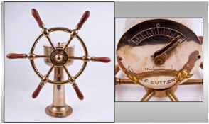 Brown  Brothers and Co Ltd Edinburgh Vintage Brass Yacht Wheel and Brass stand with direction stand