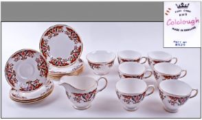 Royal Colclough 18 Piece Part Tea Service. Patter number 8525, with gilt trim. Comprising 6 cups