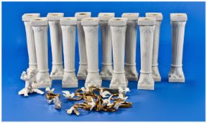 Wedding Cake Decorations comprising set of 12 white bisque Corinthian columns, each 4.75 inches