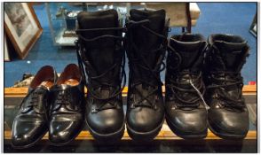 Military Interest Comprising A Pair Of Black Gore-Tex Boots With Bibram Sole Size 6L, Pair Of Alt-