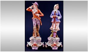 Meissen Very Fine Pair of Late Nineteenth Century Figures of a young man and woman in Nineteenth